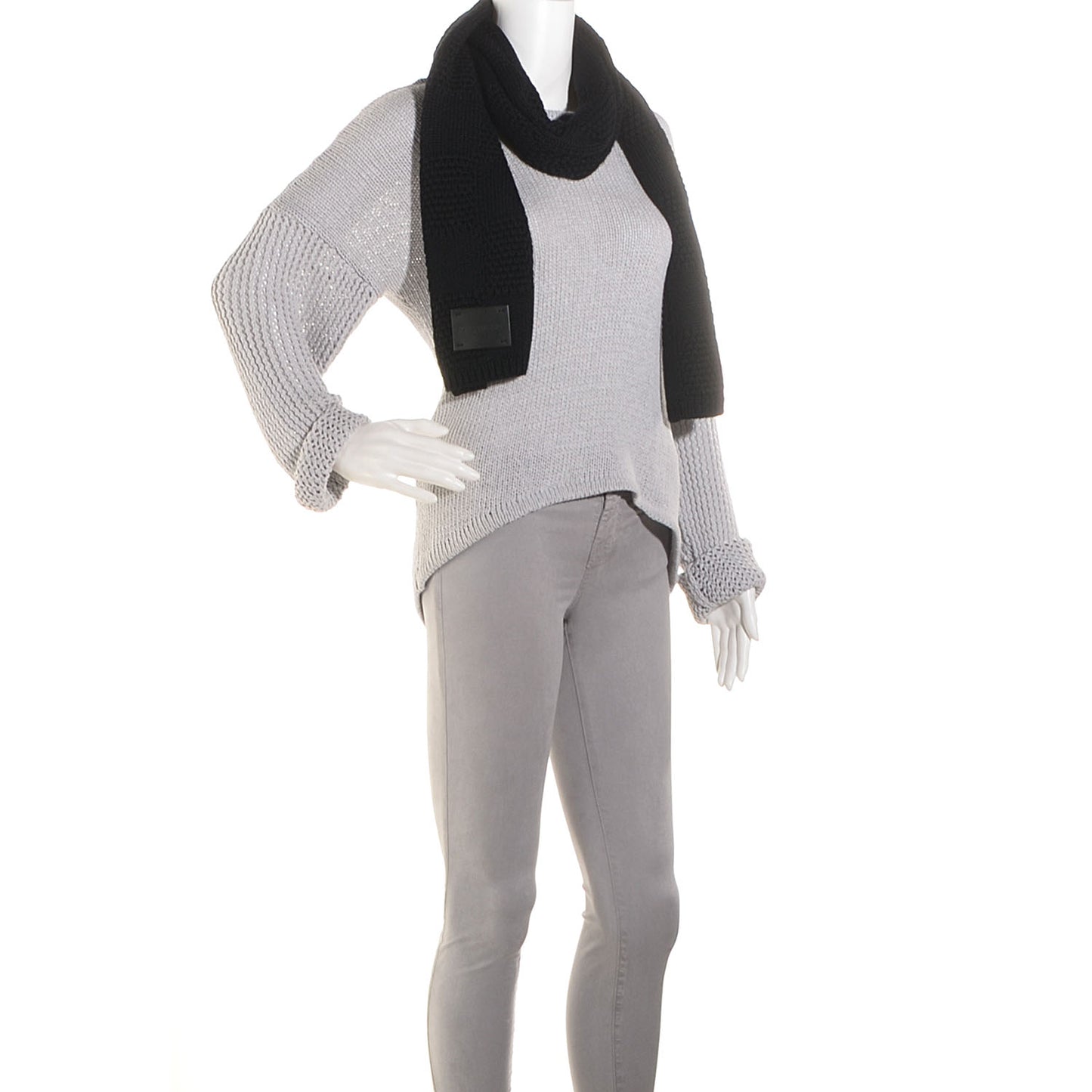 Damier Wool Knit Scarf Black