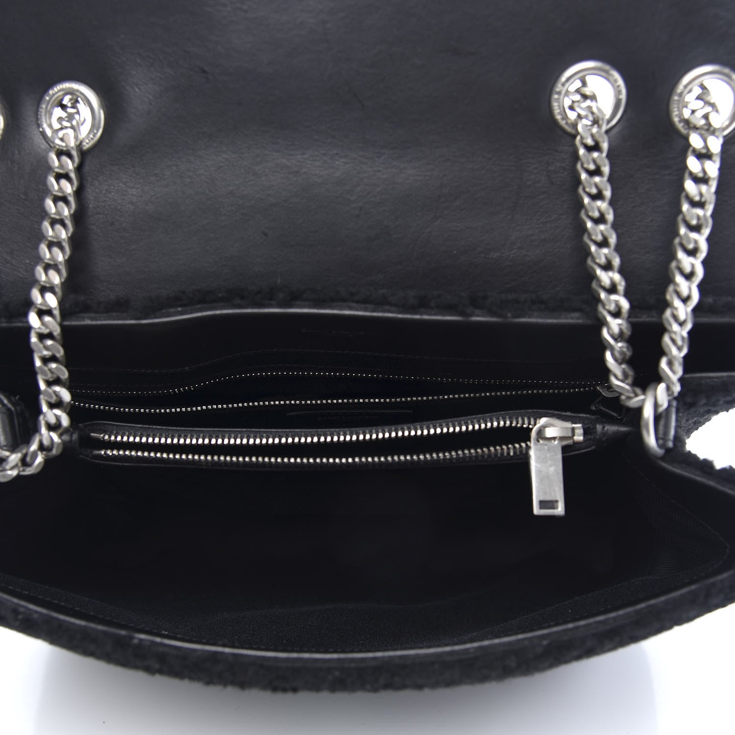 Saint Laurent Shearling Medium Loulou Shoulder Bag Black 5 of 13