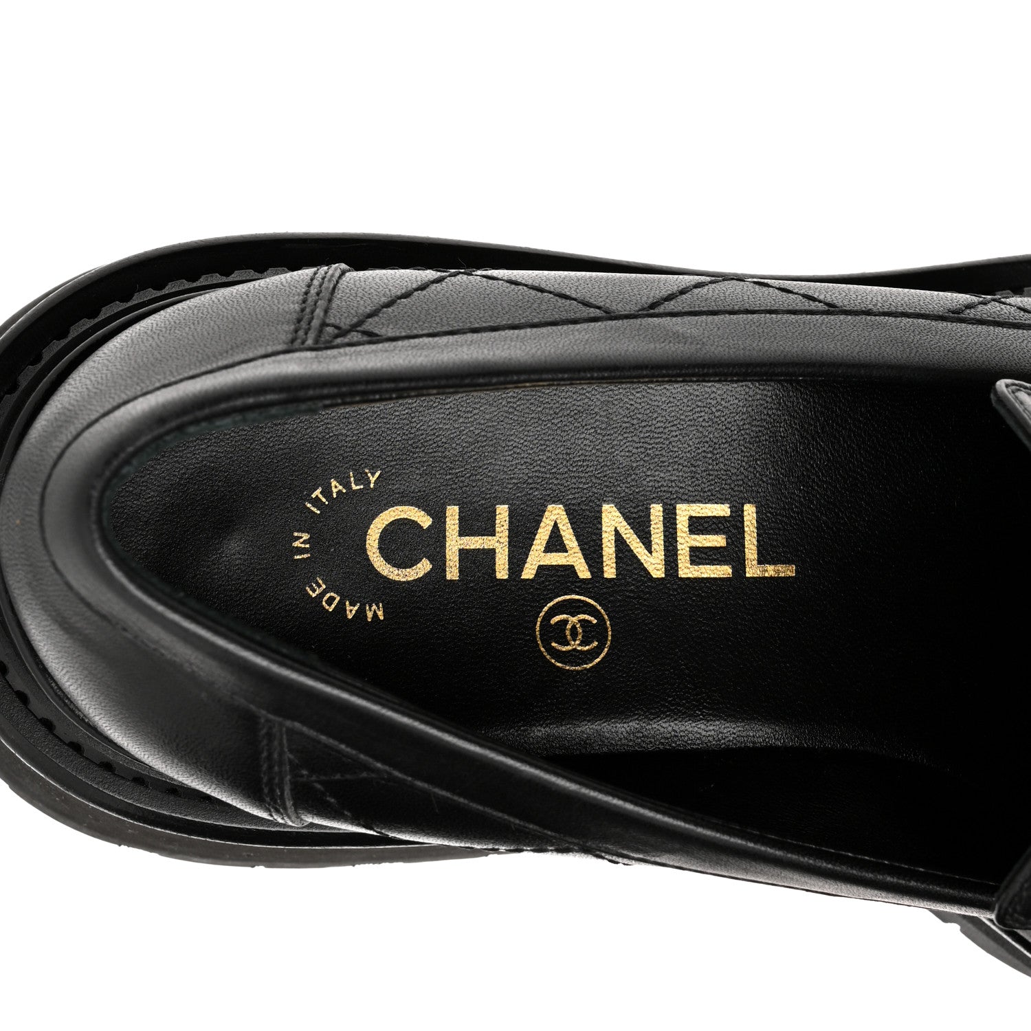 Chanel Calfskin Quilted CC Mocassin Loafers 38 Black 7 of 13