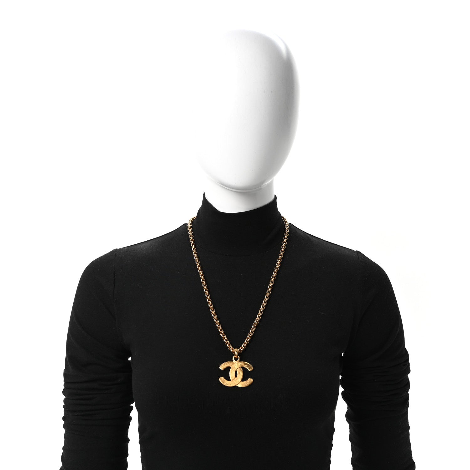 Chanel Metal CC Pendant Necklace Gold 2 of 4