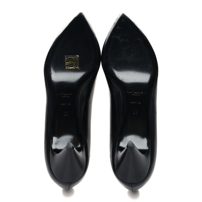 Saint Laurent Calfskin Bow Anais Pumps 38 Black Navy 5 of 10