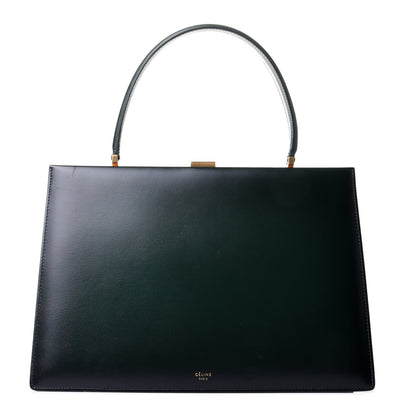 Celine Patina Box Calfskin Medium Clasp Bag Dark Green 1 of 5