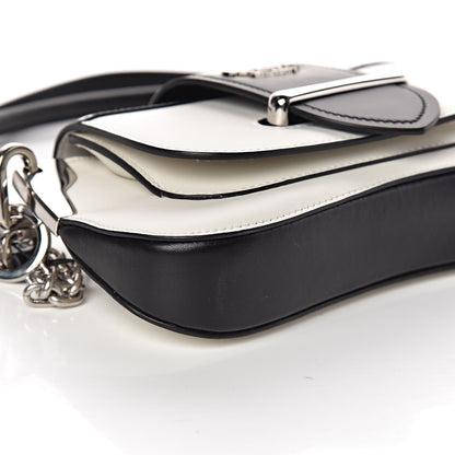 Prada City Calfskin Small Sidonie Shoulder Bag White Black 7 of 8