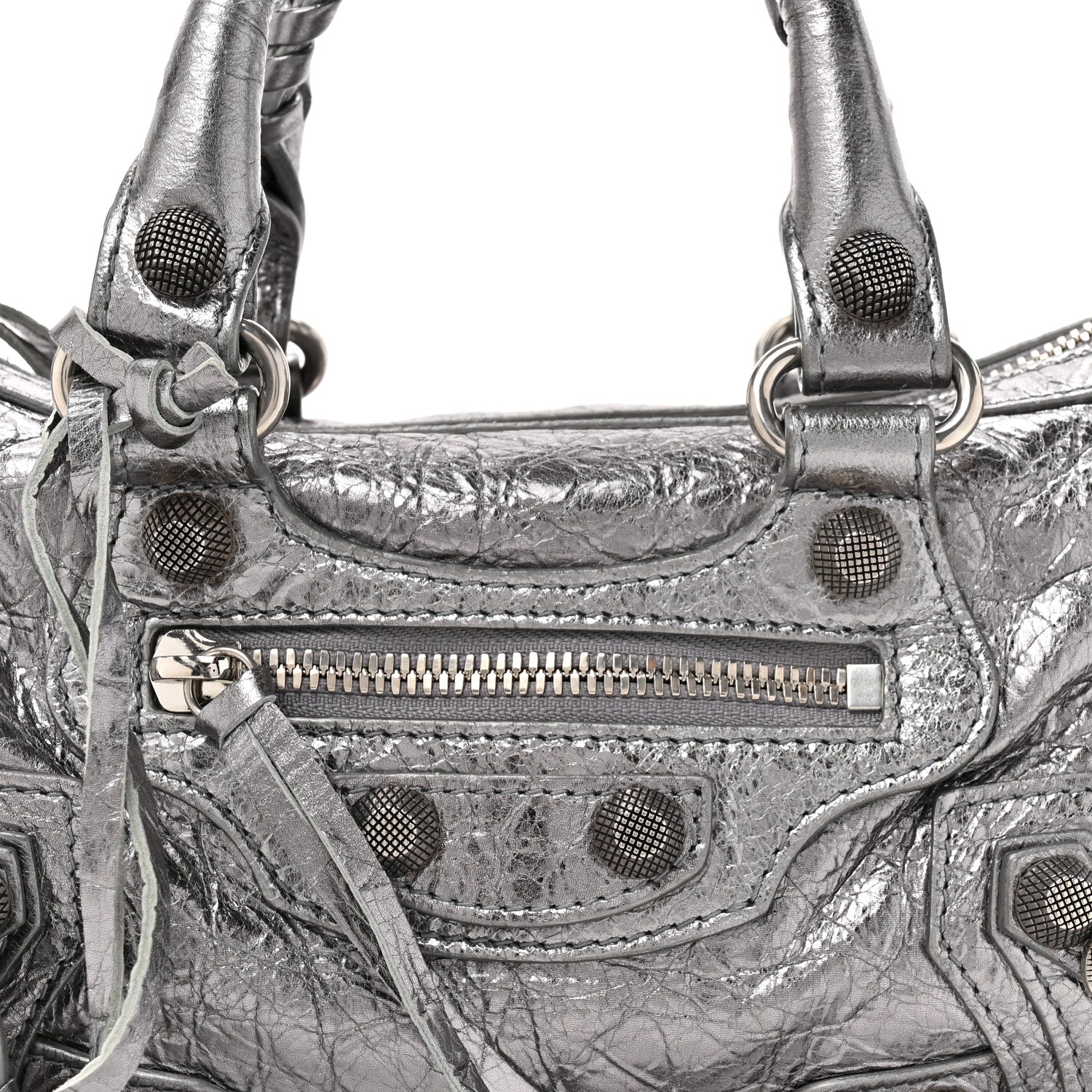 Balenciaga Metallic Agneau Arena Mini Le Cagole Duffle Crossbody Bag Silver 9 of 12