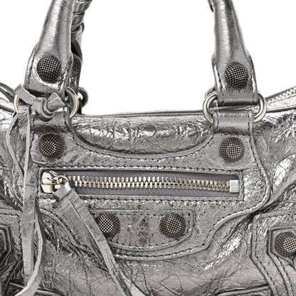 Balenciaga Metallic Agneau Arena Mini Le Cagole Duffle Crossbody Bag Silver 9 of 12