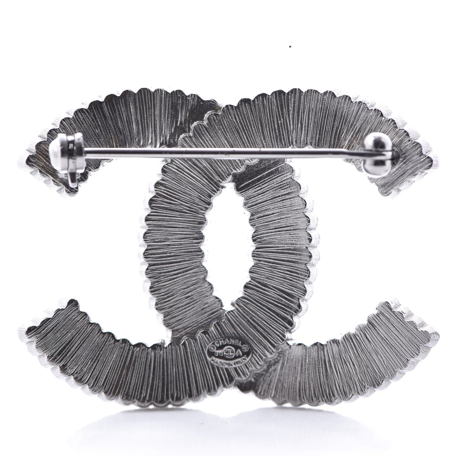 Chanel Crystal Glass CC Brooch Silver 3 of 4