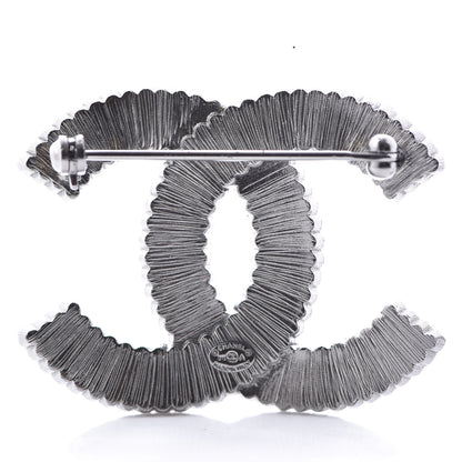 Chanel Crystal Glass CC Brooch Silver 3 of 4