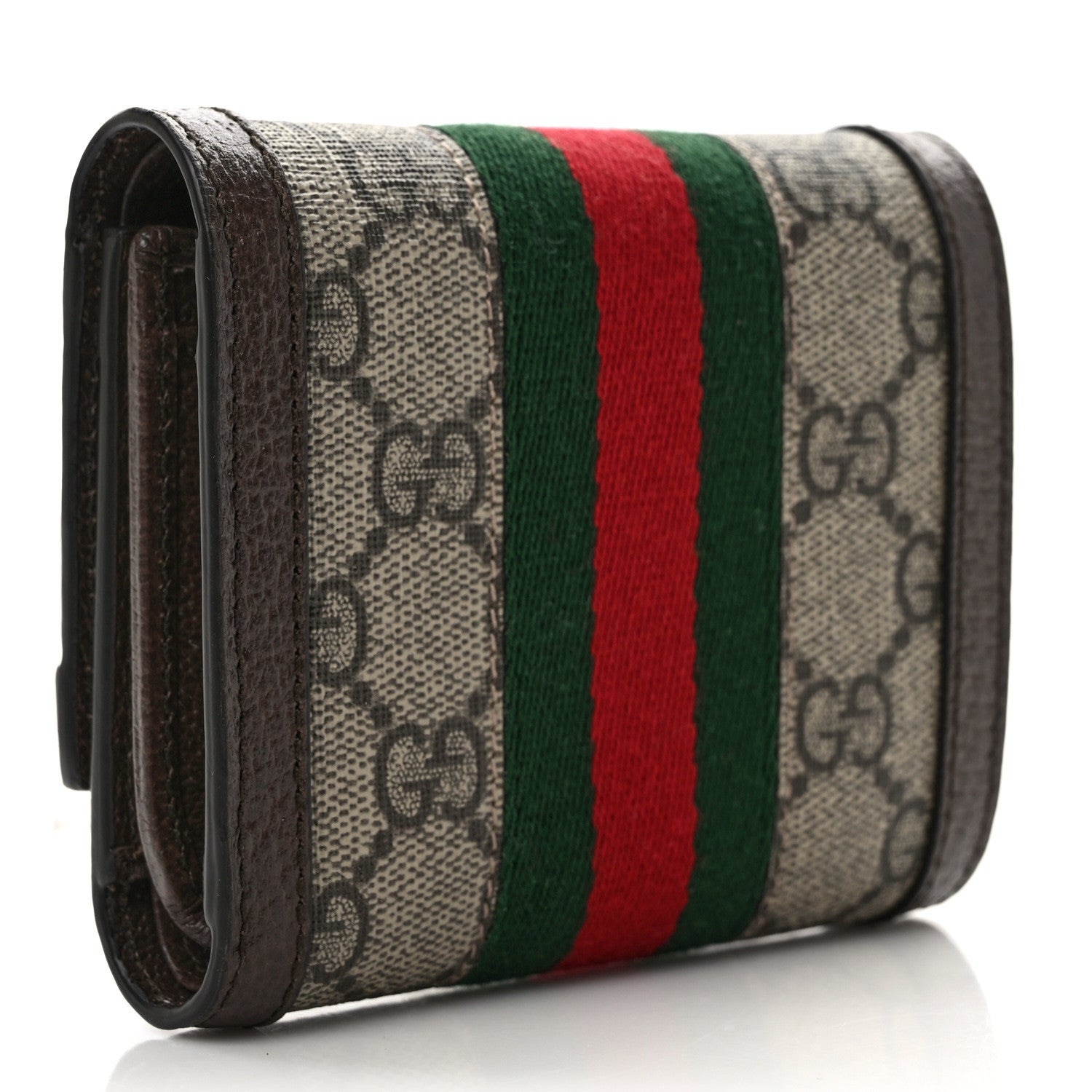 Gucci GG Supreme Monogram Web Ophidia French Flap Wallet Beige New Acero 3 of 7