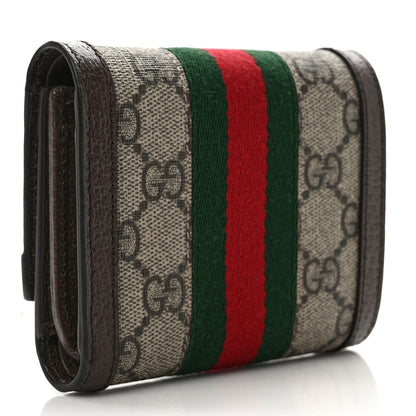 Gucci GG Supreme Monogram Web Ophidia French Flap Wallet Beige New Acero 3 of 7