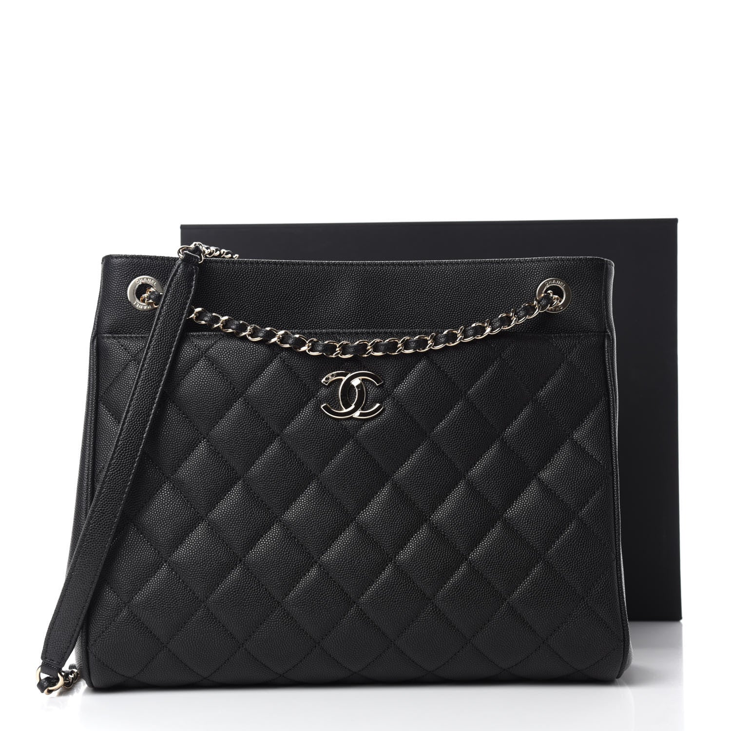 Chanel Caviar Quilted In Out Flap Shopping Tote Black 12 of 12