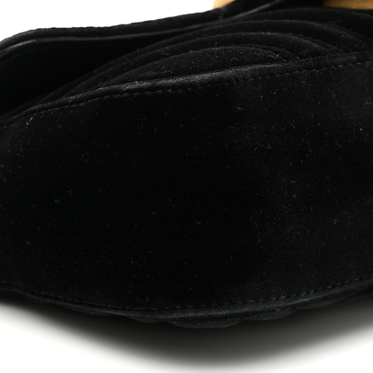 Gucci Velvet Matelasse Mini GG Marmont Shoulder Bag Black 9 of 19