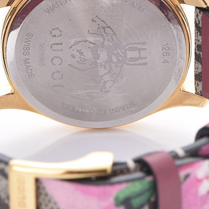 Gucci Stainless Steel Canvas 38mm G-Timeless Supreme GG Blooms Quartz Watch Brown 6 of 9