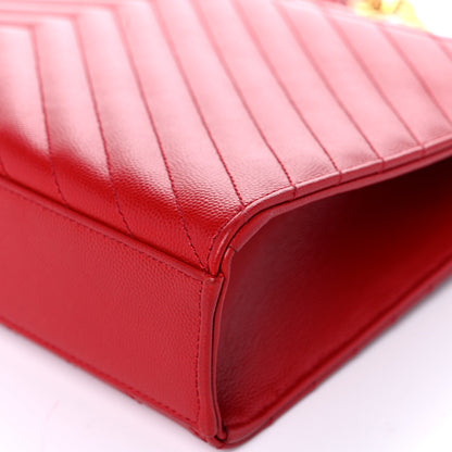 Saint Laurent Grain De Poudre Matelasse Chevron Large Monogram Satchel Lipstick Red 12 of 14
