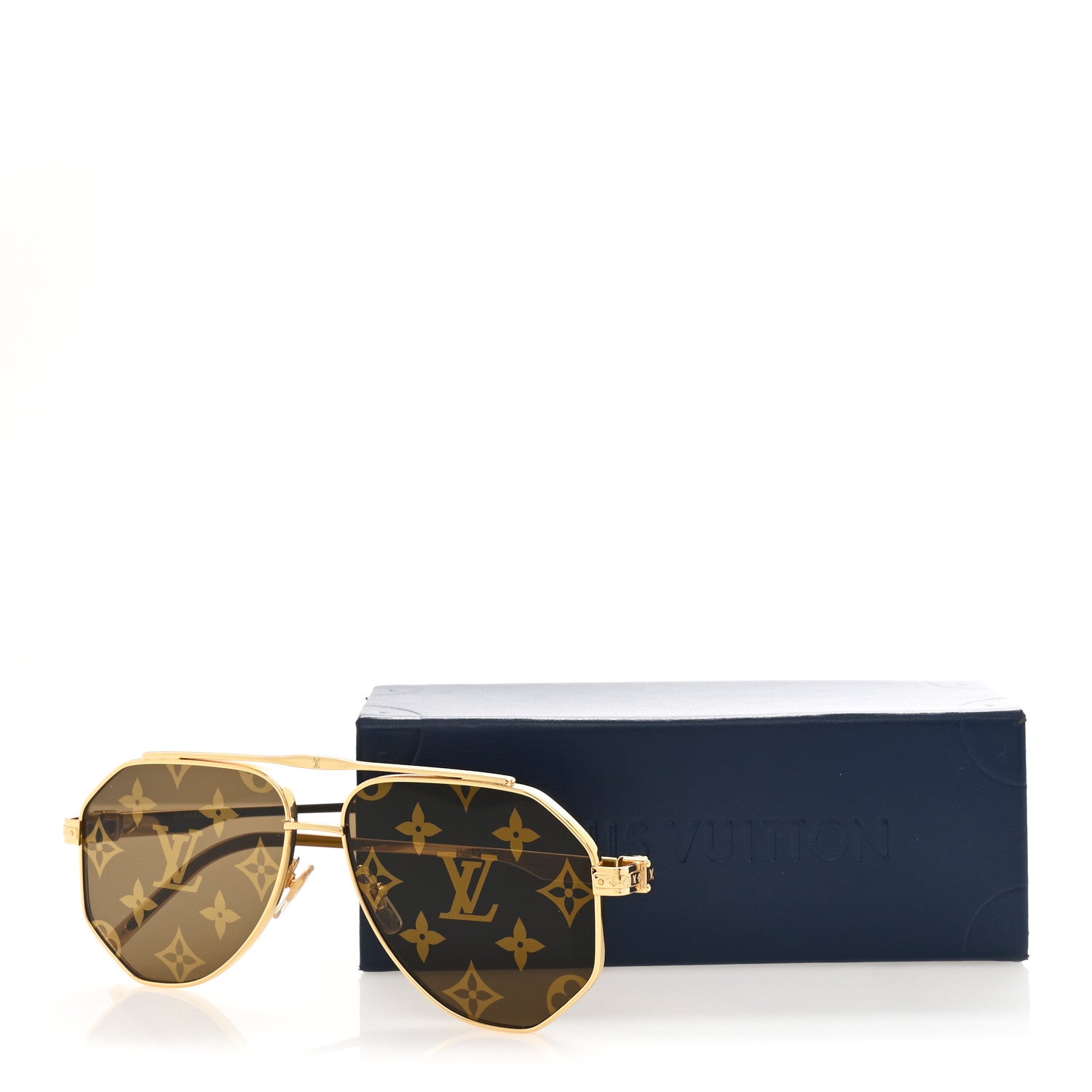 LOUIS VUITTON サングラス ゴールドフレーム LV Signature Metal Square Sunglasses S00 - Men - Accessories