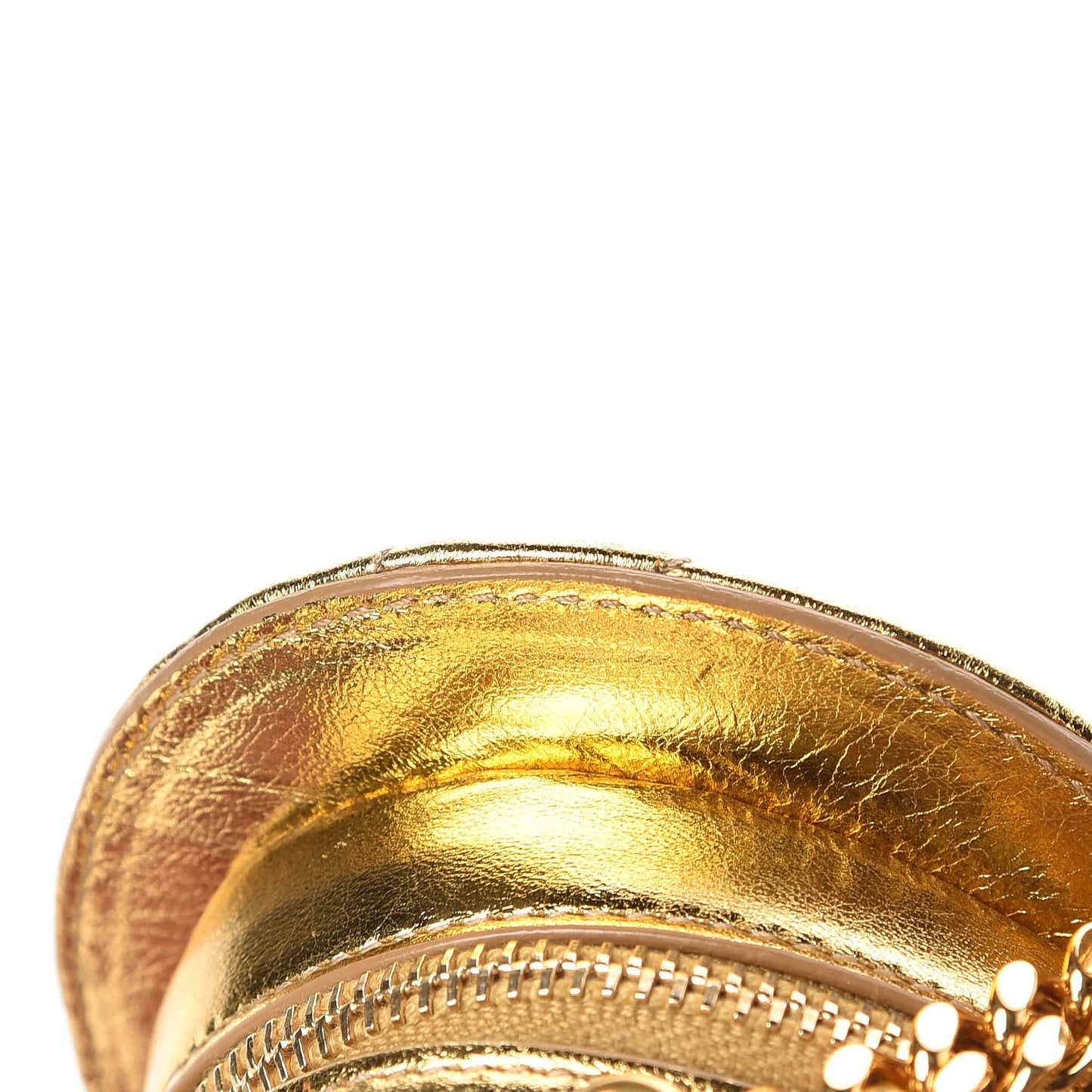 Metallic Calfskin Matelasse Chevron Monogram Small Love Heart Chain Bag Gold