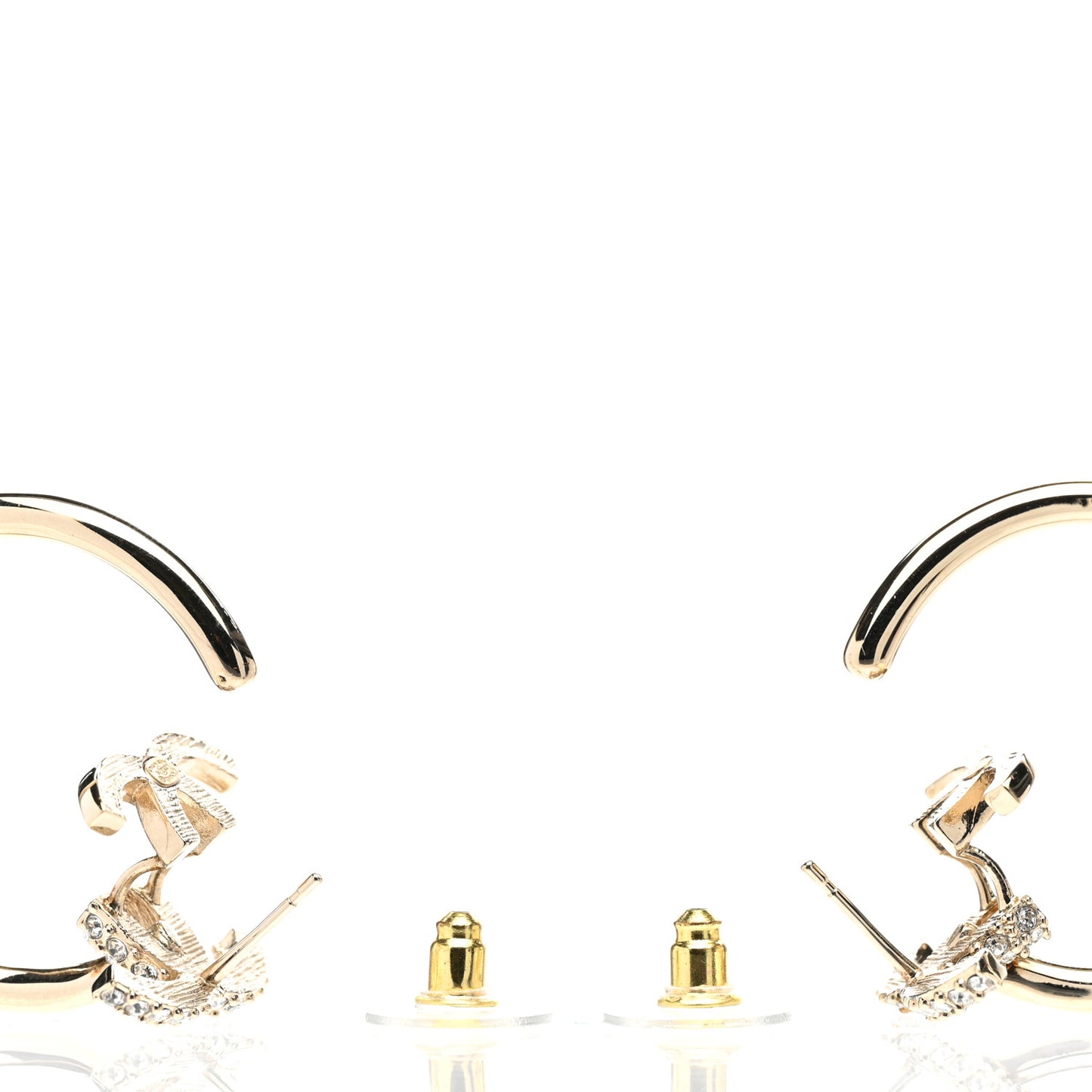 Crystal CC Hoop Drop Earrings Light Gold