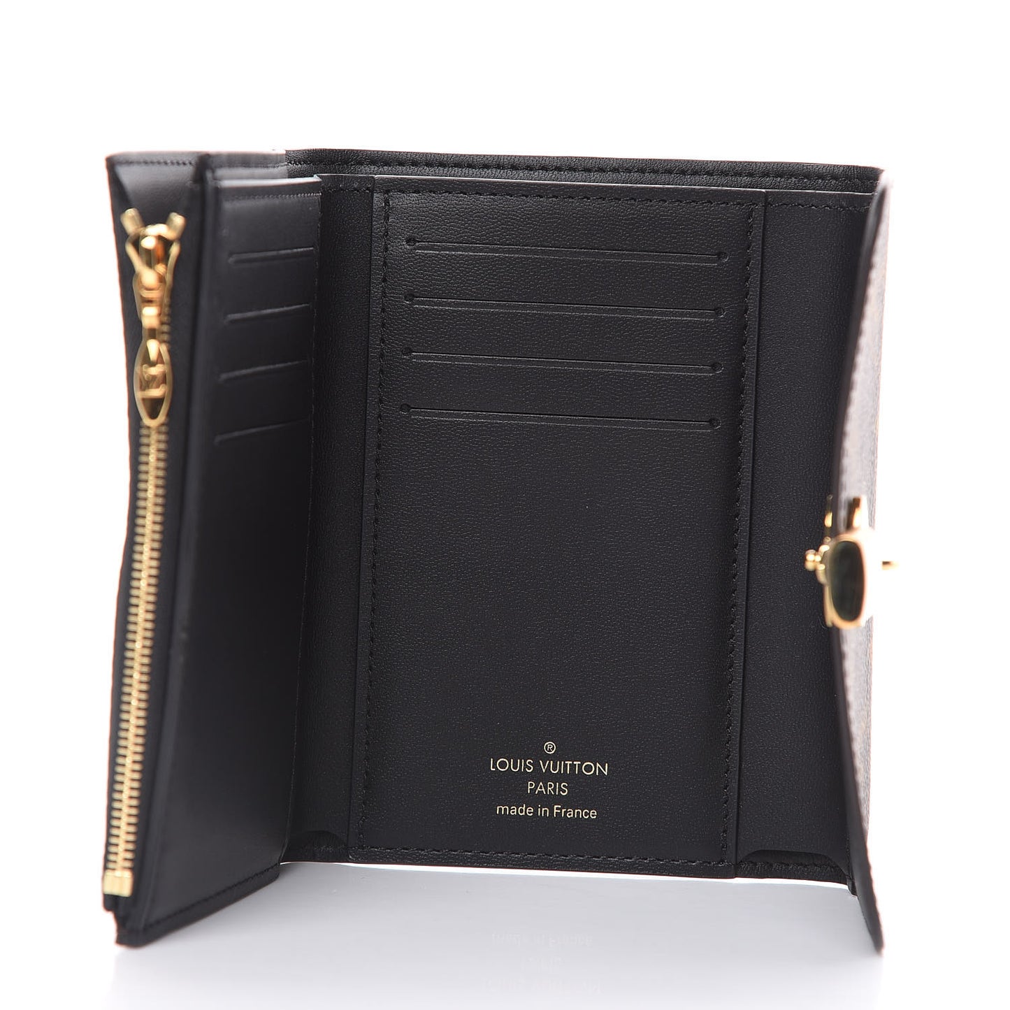 Monogram Flower Lock Compact Wallet Black