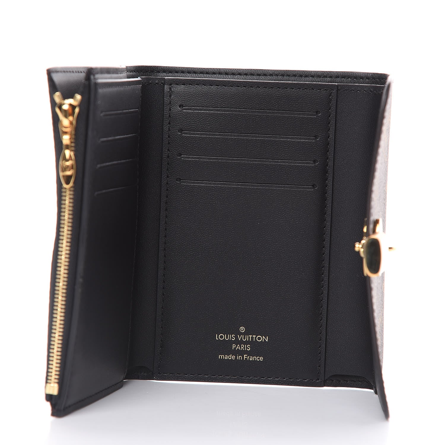 Louis Vuitton Monogram Flower Lock Compact Wallet Black 5 of 7