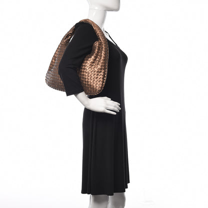 Bottega Veneta Metallic Nappa Intrecciato Medium Veneta Hobo Copper 2 of 11