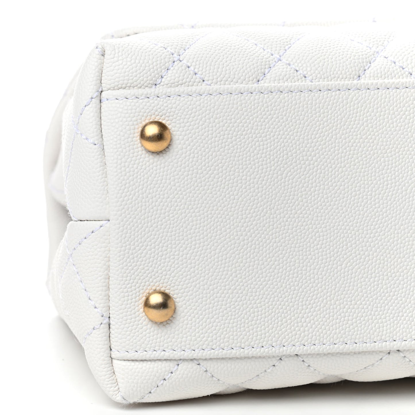 Caviar Lizard Quilted Small Coco Handle Flap White Beige