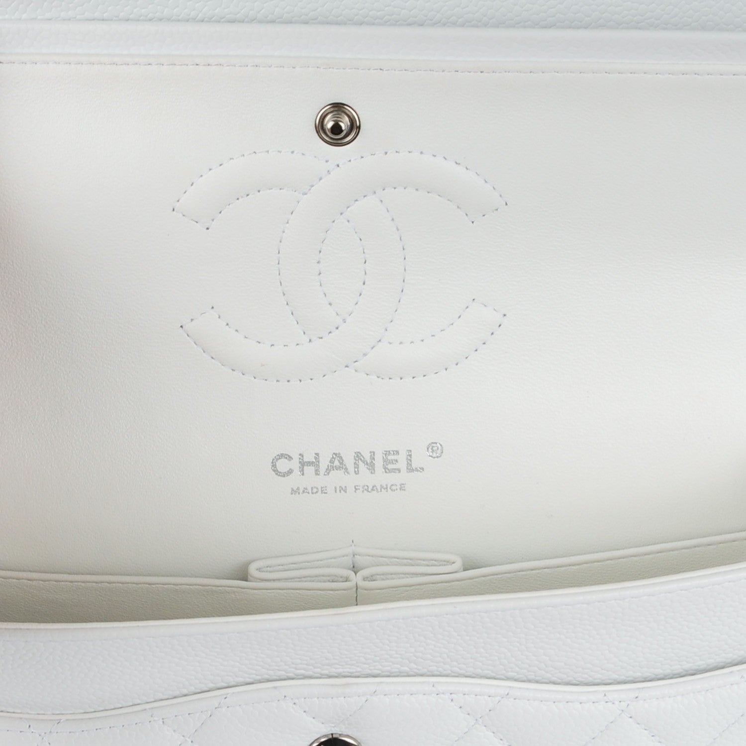 Chanel Caviar Quilted Medium Double Flap White 7 of 8
