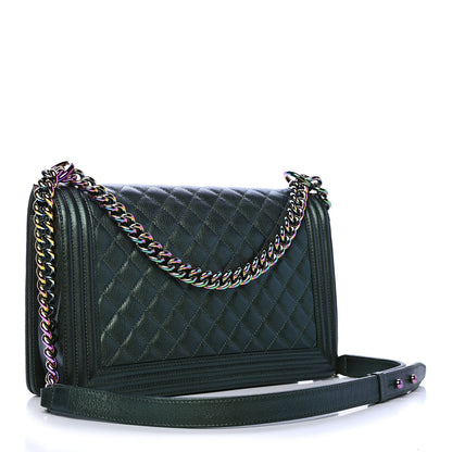 Chanel Iridescent Goatskin Quilted New Medium Boy Flap Green 2 of 6