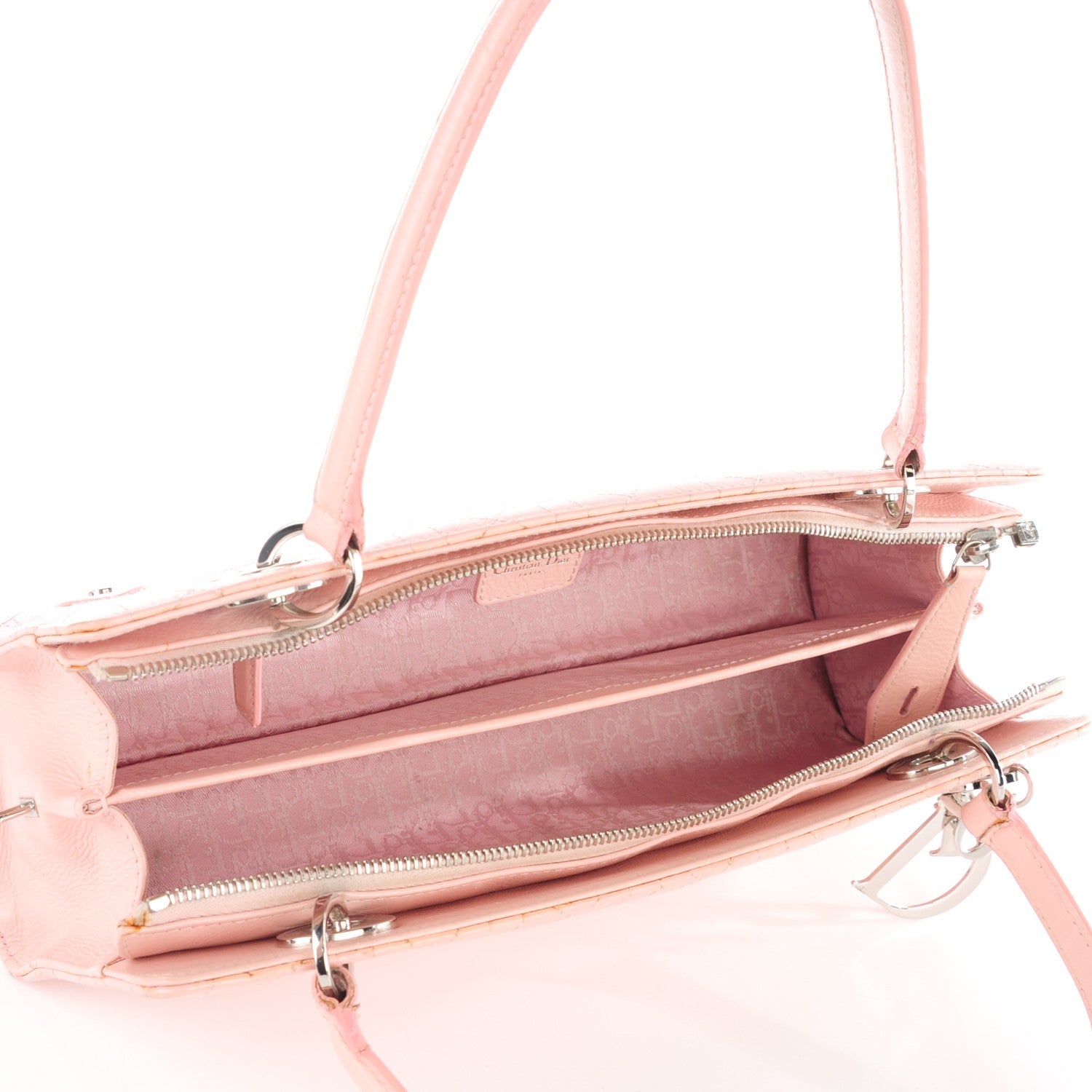 Christian Dior Calfskin Cannage Stitched East West Lady DiorRose Clair 5 of 10