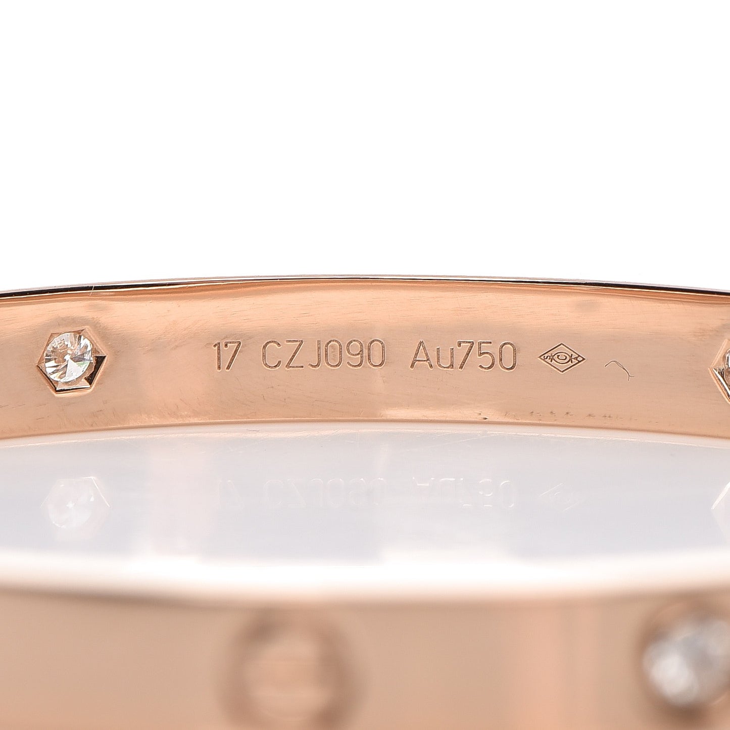 18K Pink Gold 4 Diamond LOVE Bracelet 17