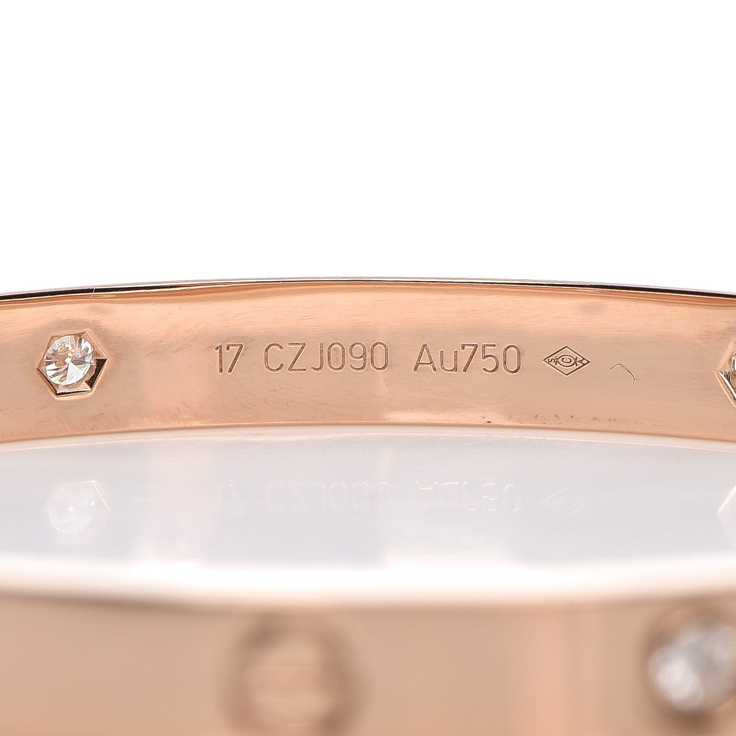 Cartier 18K Pink Gold 4 Diamond LOVE Bracelet 17 3 of 7