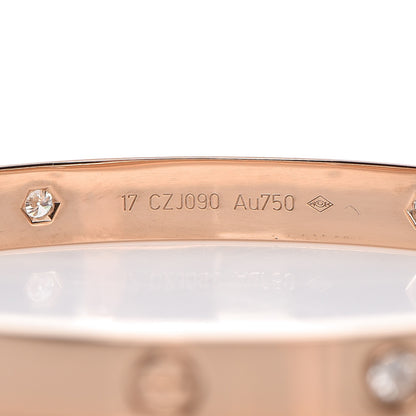 Cartier 18K Pink Gold 4 Diamond LOVE Bracelet 17 3 of 7