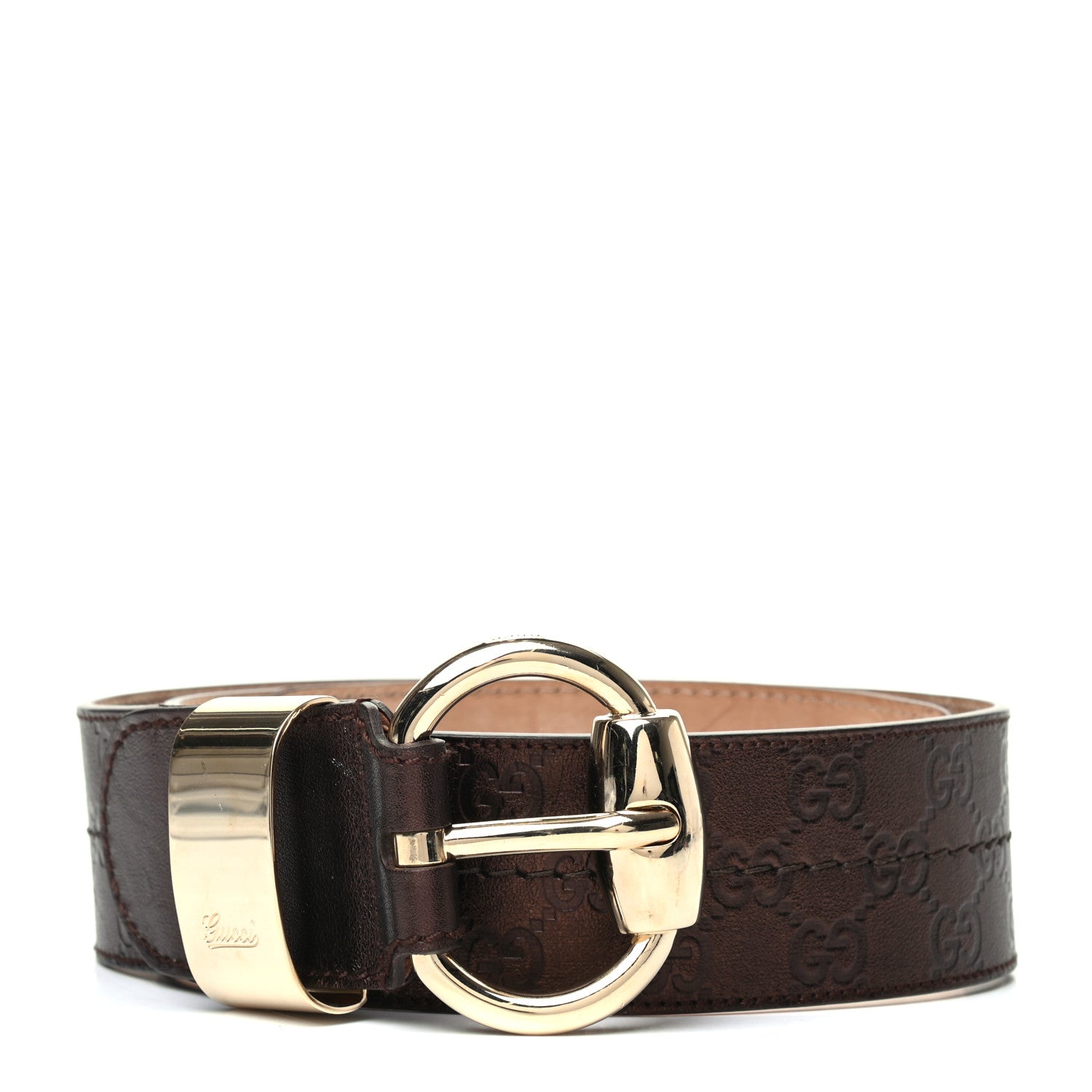 Gucci Guccissima Wide Belt 80 32 Dark Brown 1 of 6