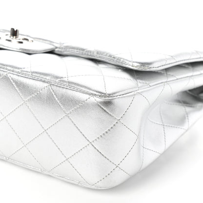 Chanel Metallic Lambskin Quilted Jumbo Single Flap Silver 10 of 10