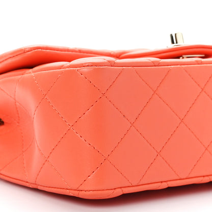 Chanel Lambskin Quilted Mini Rectangular Flap Coral 8 of 9
