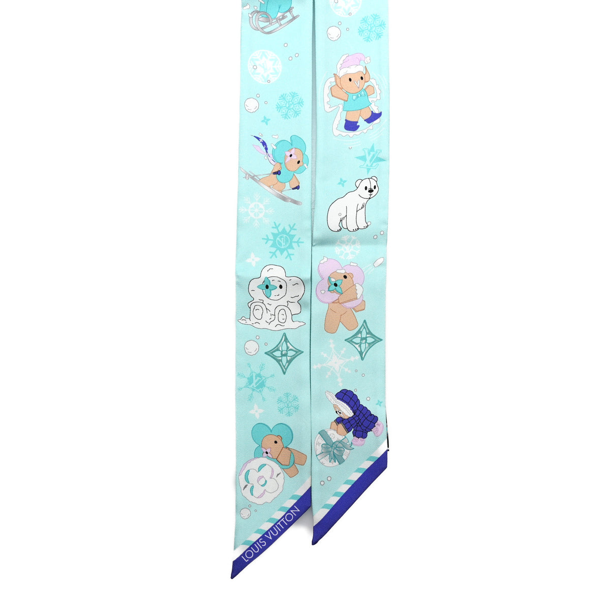 Louis Vuitton Silk Monogram 2024 Christmas Animation Vivienne BB Bandeau Blue 2 of 3