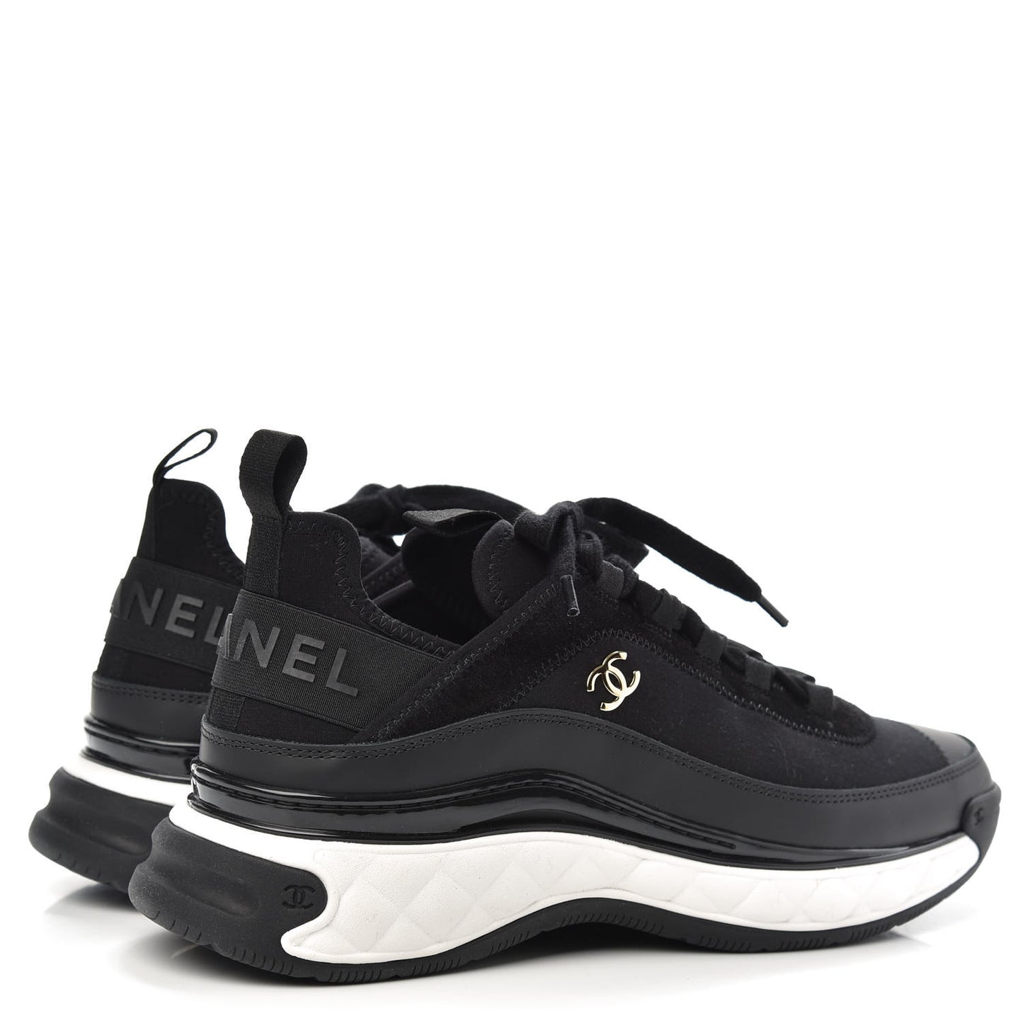 Velvet Calfskin Mixed Fibers CC Sneakers 41 Black