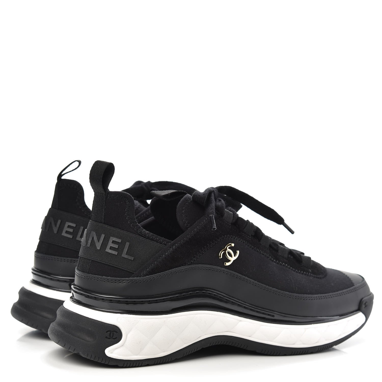 Chanel Velvet Calfskin Mixed Fibers CC Sneakers 41 Black 4 of 9