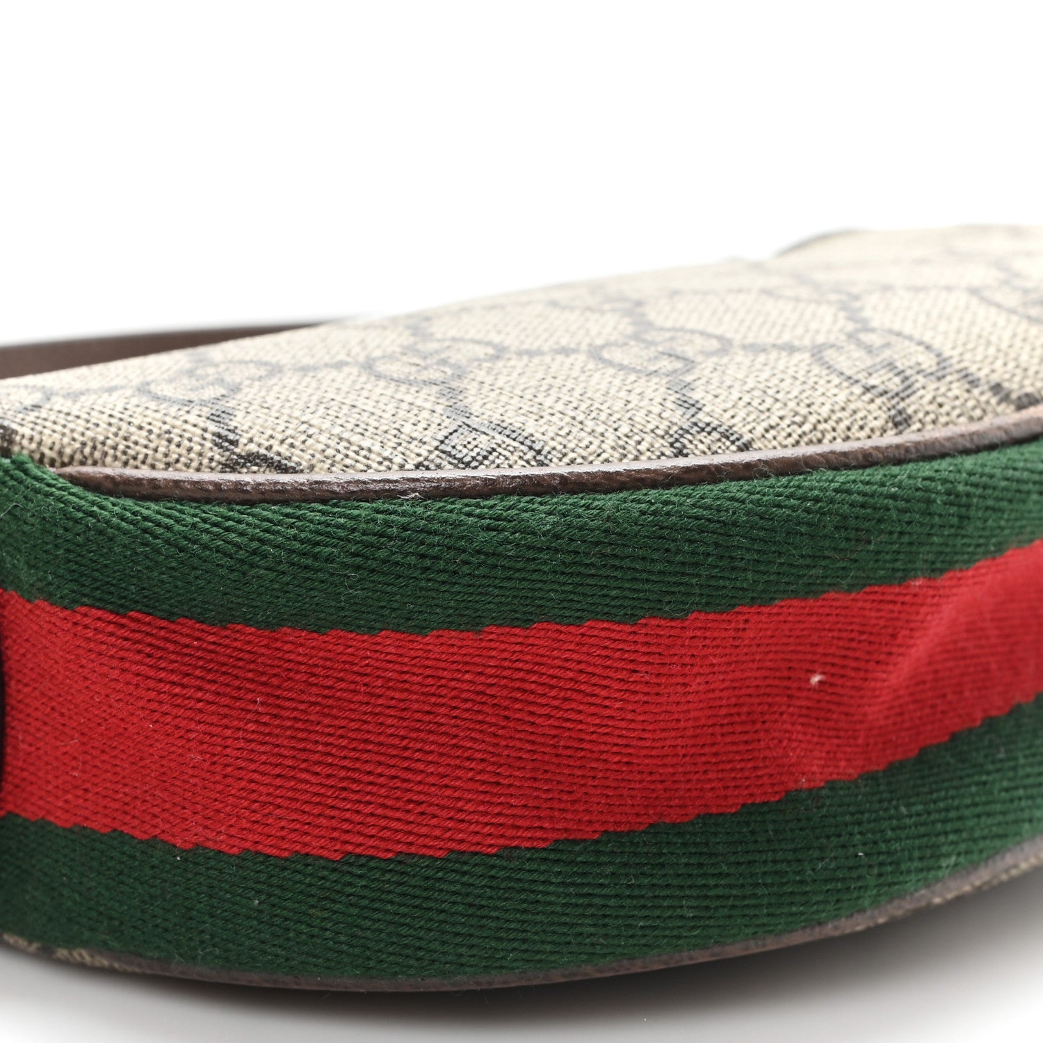 Gucci GG Supreme Monogram Textured Calfskin Web Mini Ophidia Half Moon Hobo Beige Ebony New Acero 9 of 11