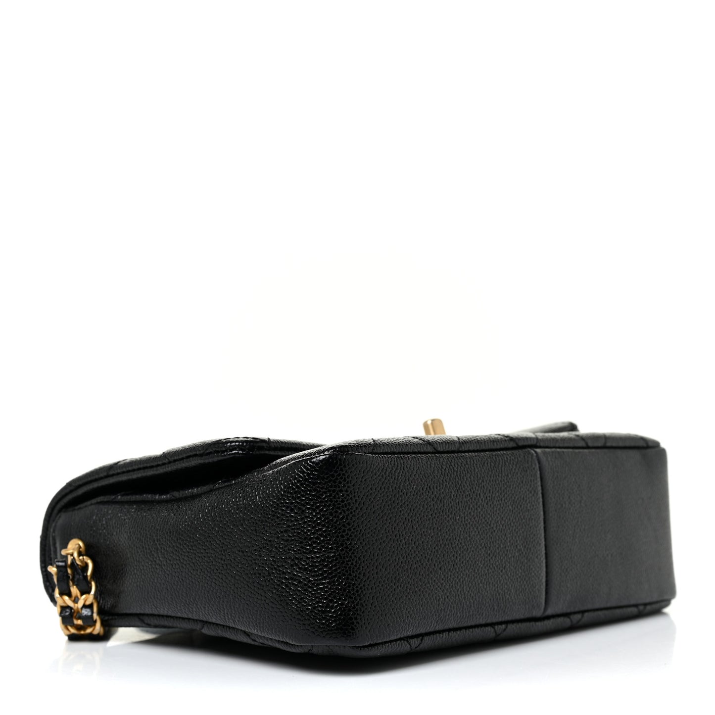 Shiny Caviar Quilted Small Chain Melody Flap Black