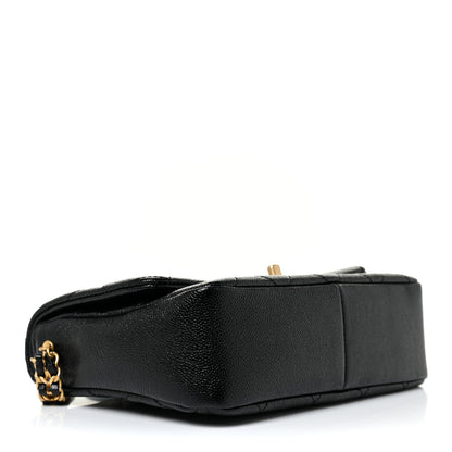 Chanel Shiny Caviar Quilted Small Chain Melody Flap Black 4 of 11
