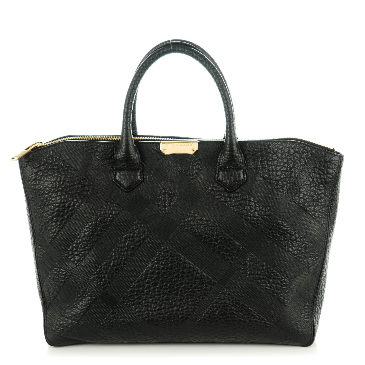 Burberry Heritage Grain Check Embossed Medium Dewsbury Tote Black 1 of 8