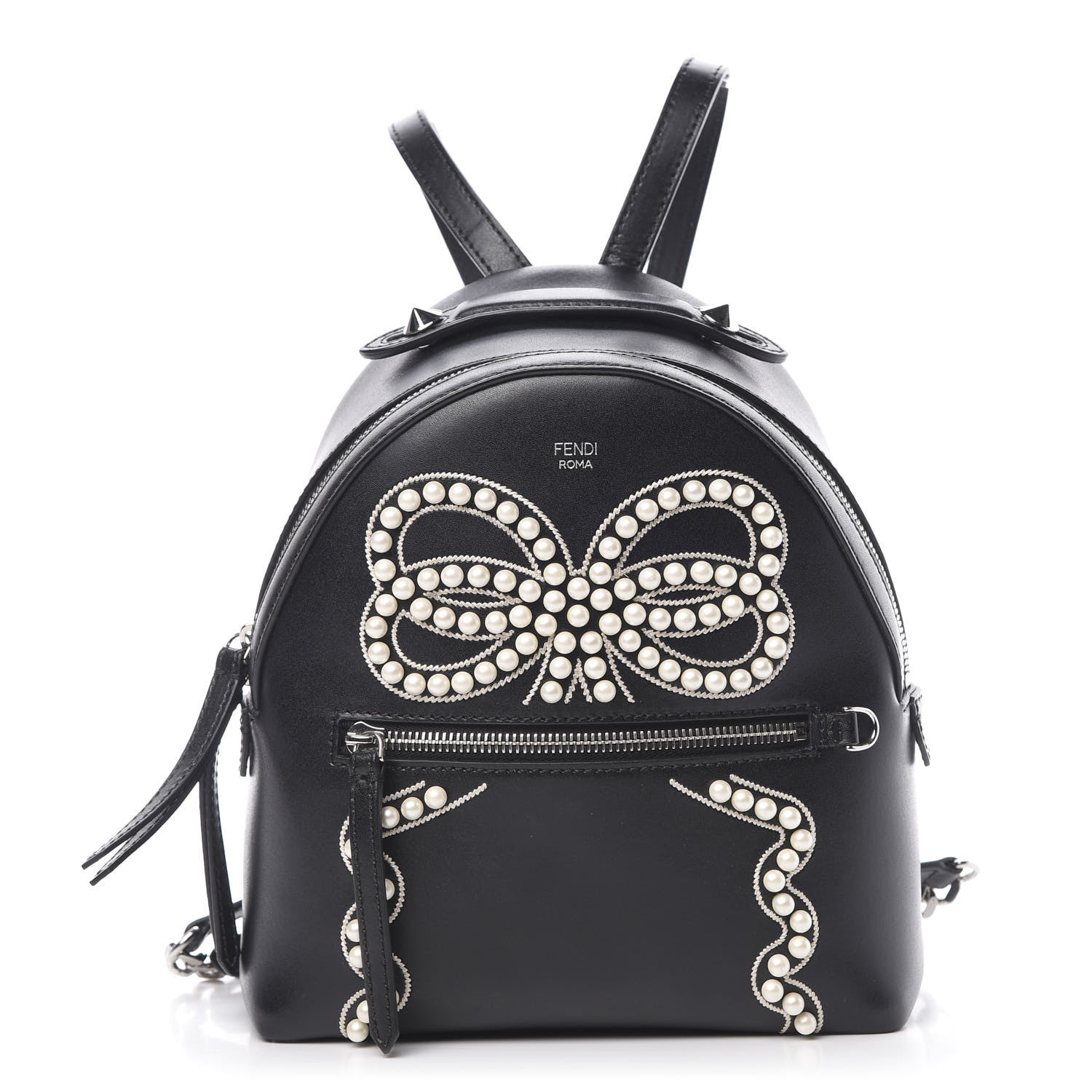 Fendi Vitello Liberty Pearl Romantic Bow Mini Backpack Black 1 of 9