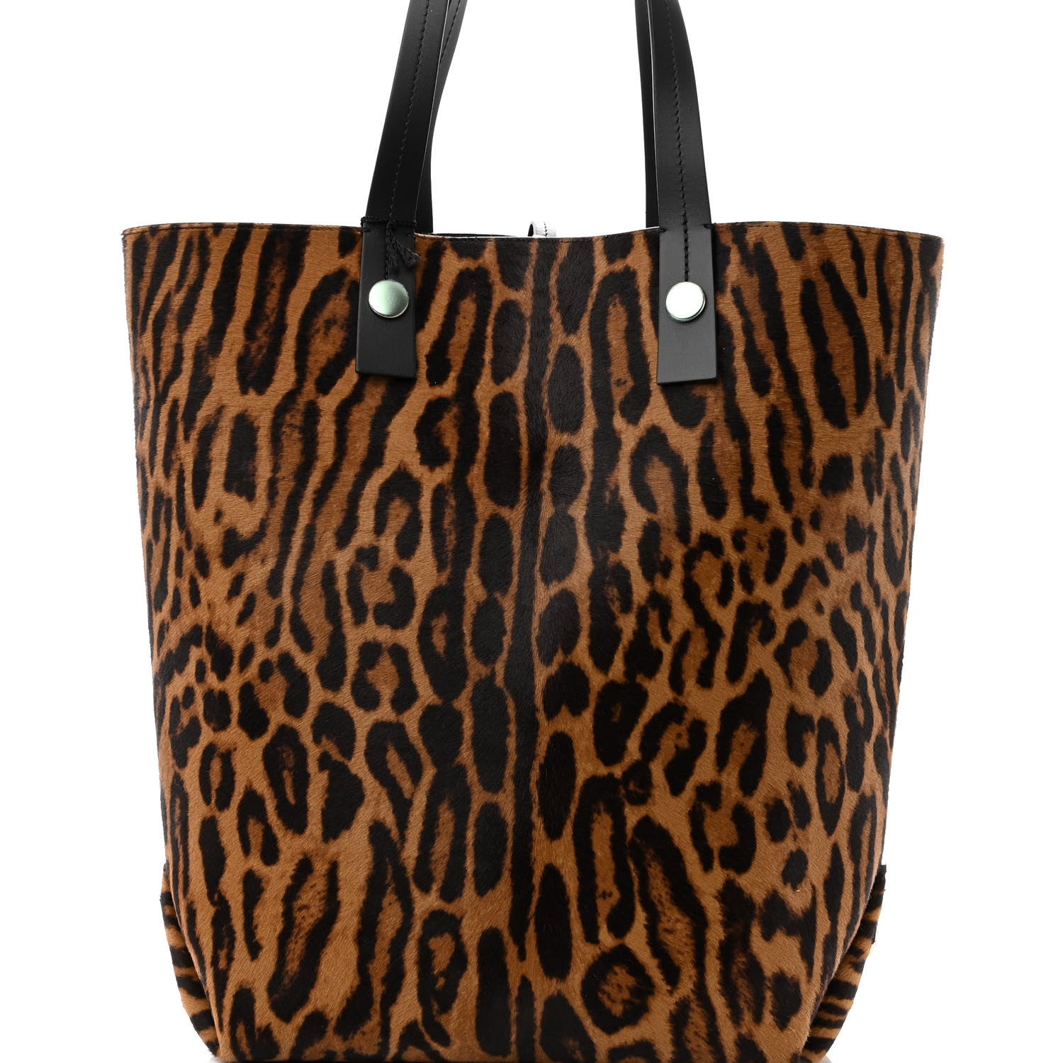Proenza Schouler Calf Hair Leopard Print North South Tote Chocolate Brown Black Camel 3 of 9