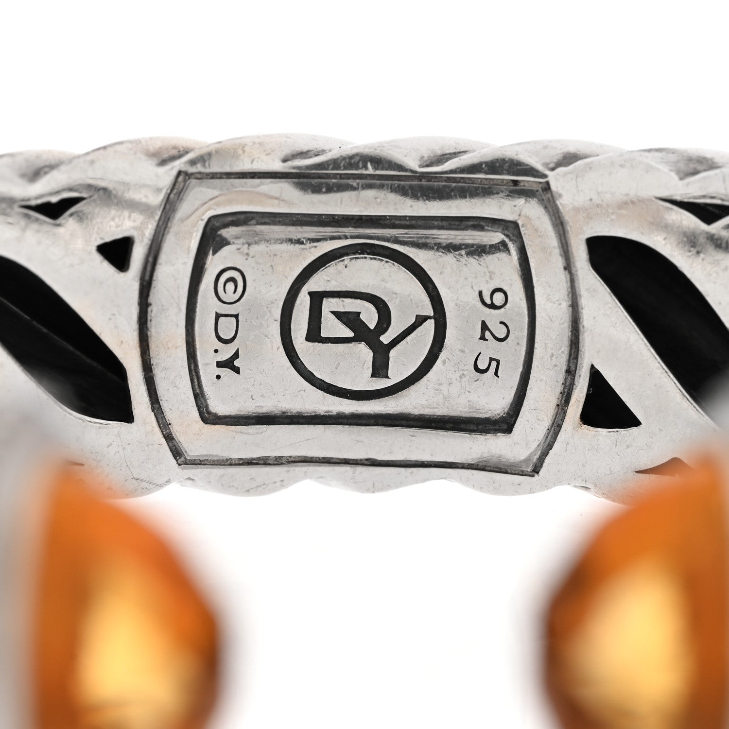 David Yurman Sterling Silver Diamond Citrine 18mm Waverly Bracelet 3 of 4
