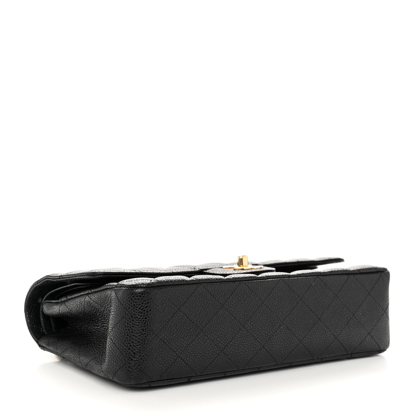 Caviar Quilted Medium Double Flap Black