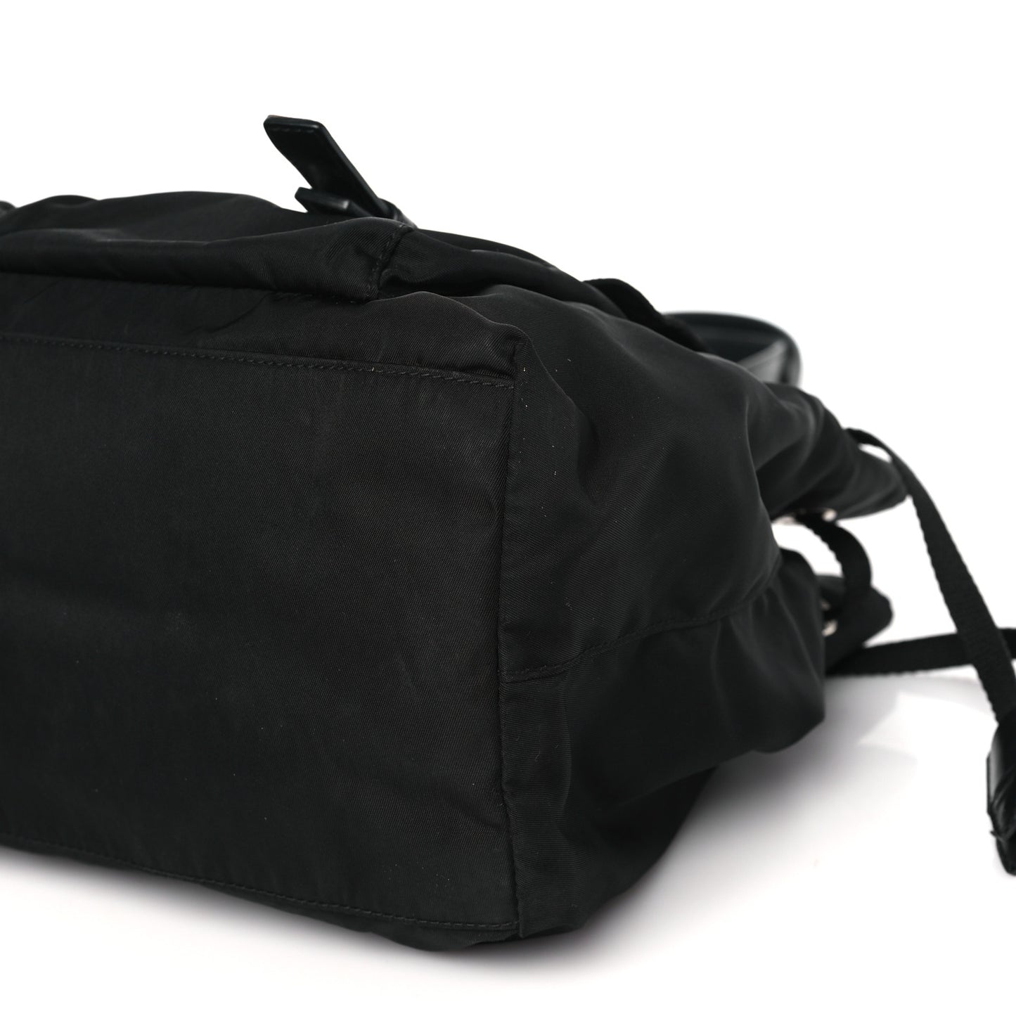Nylon Vela Drawstring Shopping Tote Black