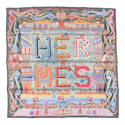 Hermes Silk Super Silk Quest Scarf 90 Vert Amande Rose Multicolor 1 of 3