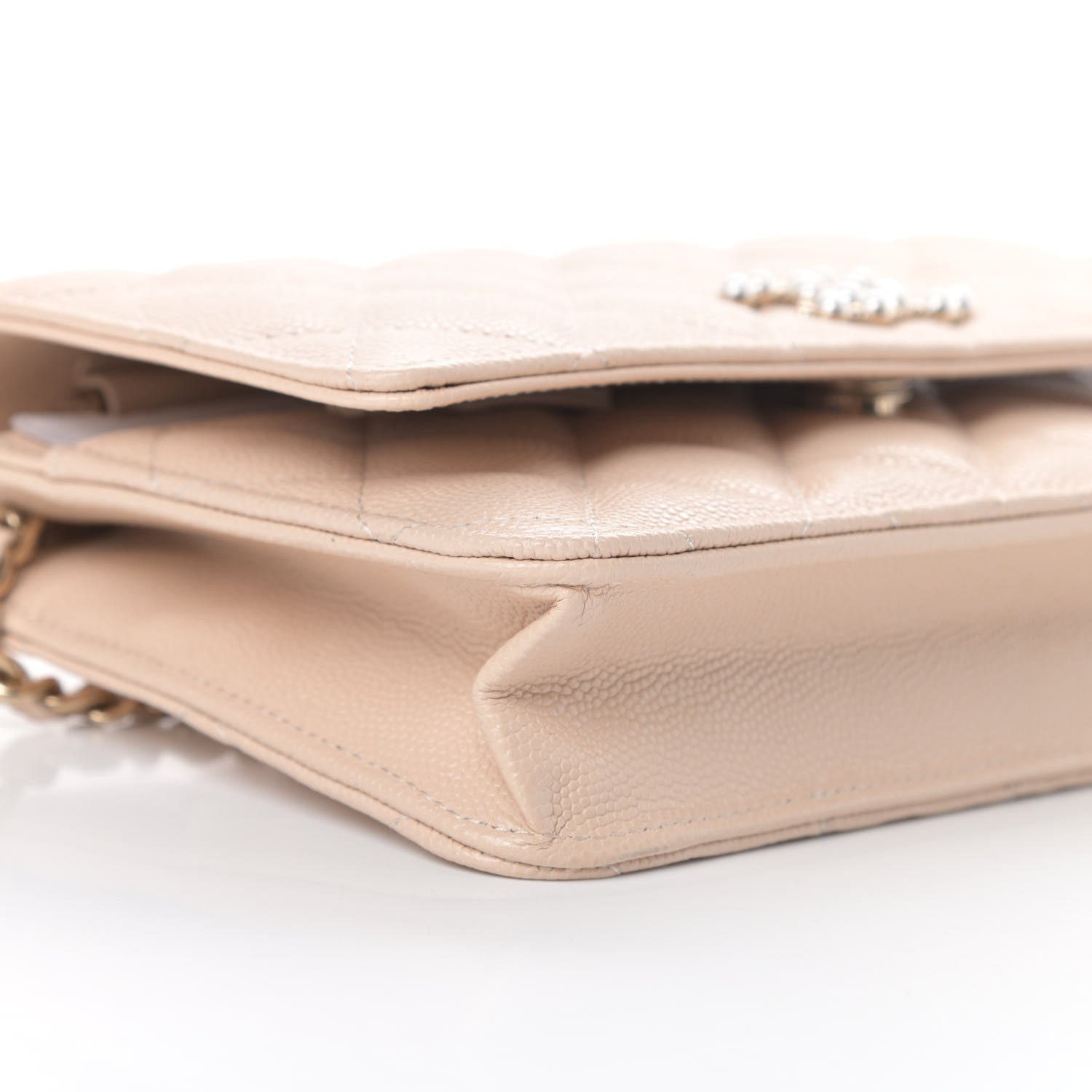 Chanel Caviar Quilted Coco Candy Wallet On Chain WOC Beige 10 of 12
