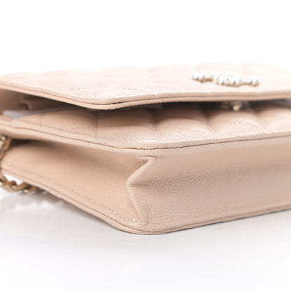 Chanel Caviar Quilted Coco Candy Wallet On Chain WOC Beige 10 of 12