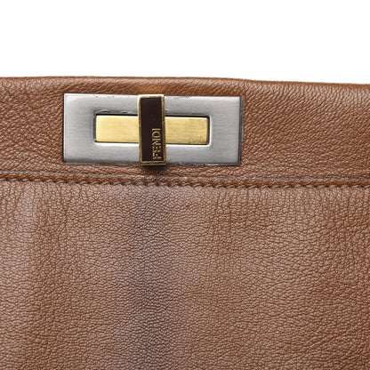 Fendi Goatskin Zucca Large Peekaboo Iconic Satchel Cuoio Tobacco Moro 9 of 12