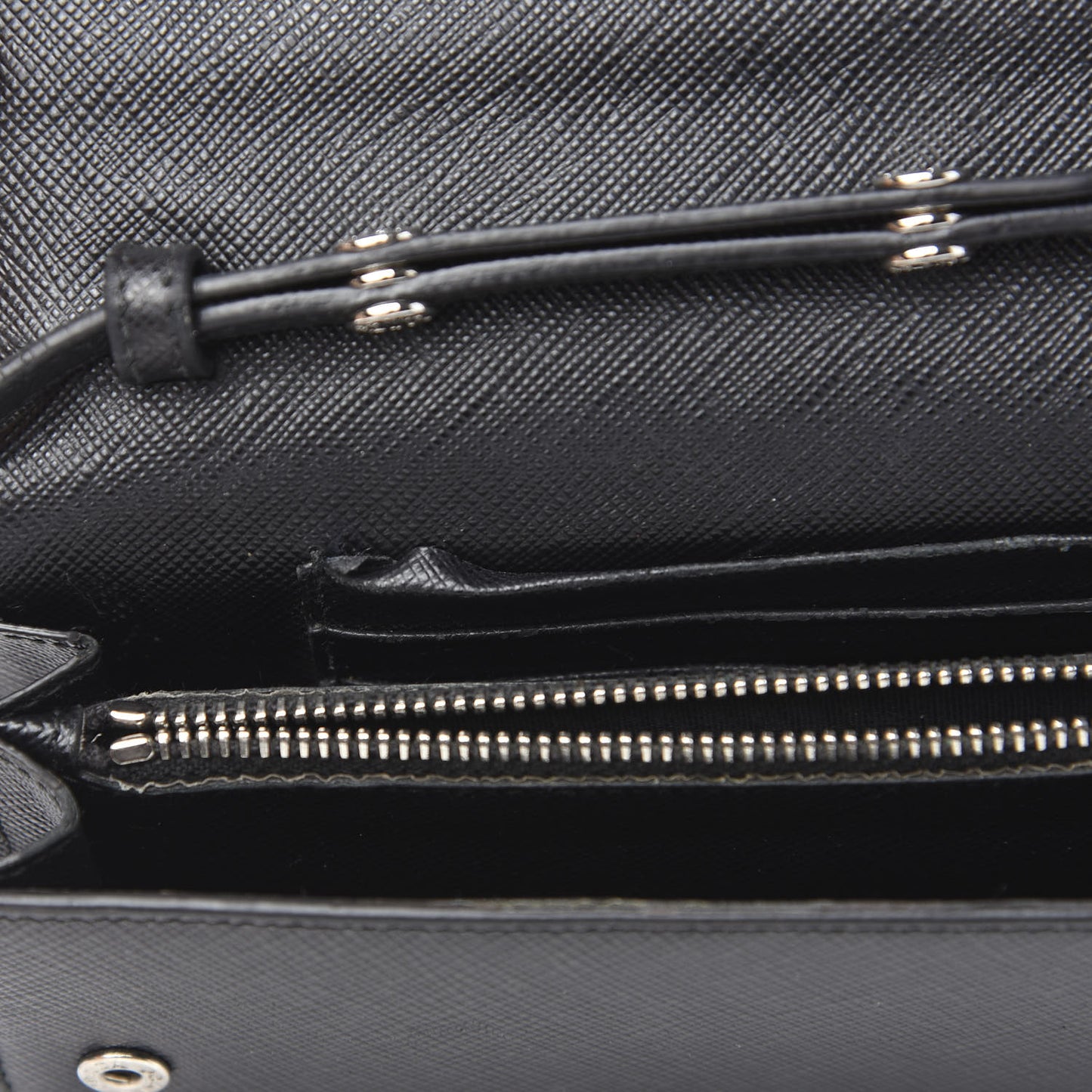 Saffiano Metal Flap Wallet With Strap Black